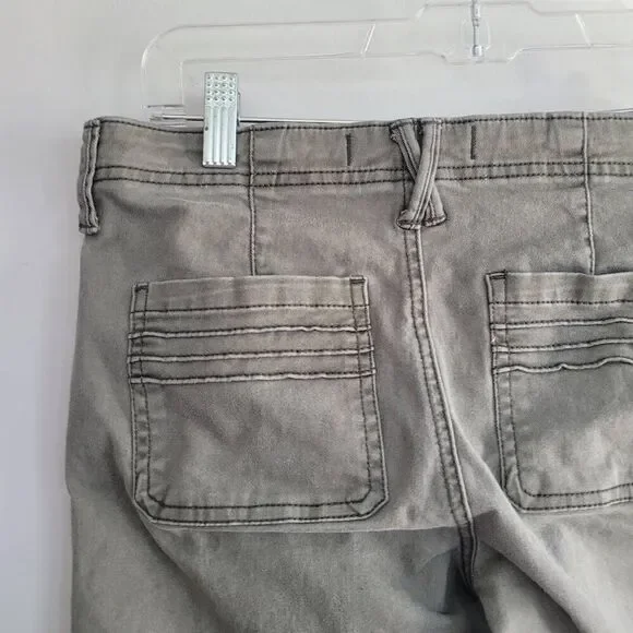 Abercrombie & Fitch button front grey pants slim fit textured moto rocker - Picture 5 of 10